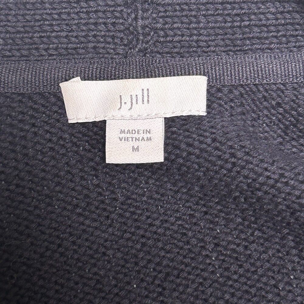 J Jill Navy Anchor Cardigan Sweater Women M Nautical Open Front Cotton Coastal - Picture 3 of 7